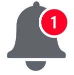 Notification bell icon for incoming inbox message. Vector bell and notification number sign for smartphone application